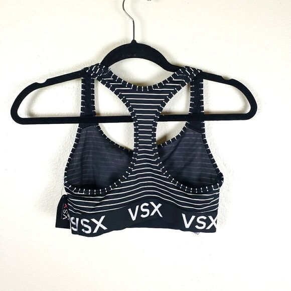 Women's Victoria Secerts Black White Striped  Razorback Sports Bra Size Small - Picture 5 of 9
